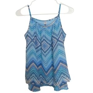 Beautees Light Blue Chevron Layered Tank Top Size Large